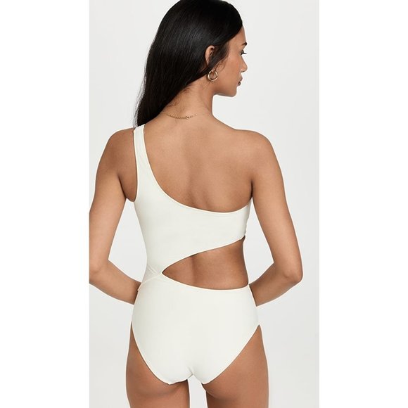 Solid & Striped Cream Claudia Cutout One Shoulder One Piece Swimsuit Medium NWT! - Picture 2 of 2